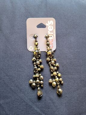 Claire's Gold Dangle Crystal Cluster Earrings